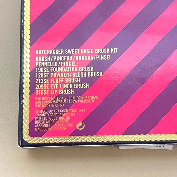 New MAC Makeup Brush Kit Set Nutcracker Sweet Pink 5 Brushes with Case Box NWT - Picture 5 of 5